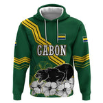 Gabon Hoodie - Black Panther Graphic and Hibiscus Flower Design in National Colors