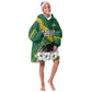 Gabon Kid Wearable Blanket Hoodie - Black Panther Graphic and Hibiscus Flower Design in National Colors