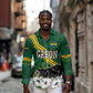 Gabon Long Sleeve Button Shirt - Black Panther Graphic and Hibiscus Flower Design in National Colors