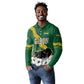 Gabon Long Sleeve Polo Shirt - Black Panther Graphic and Hibiscus Flower Design in National Colors