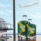 Gabon Luggage Cover - Black Panther Graphic and Hibiscus Flower Design in National Colors