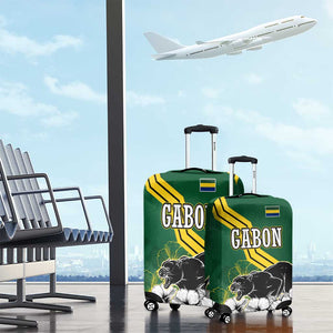 Gabon Luggage Cover - Black Panther Graphic and Hibiscus Flower Design in National Colors