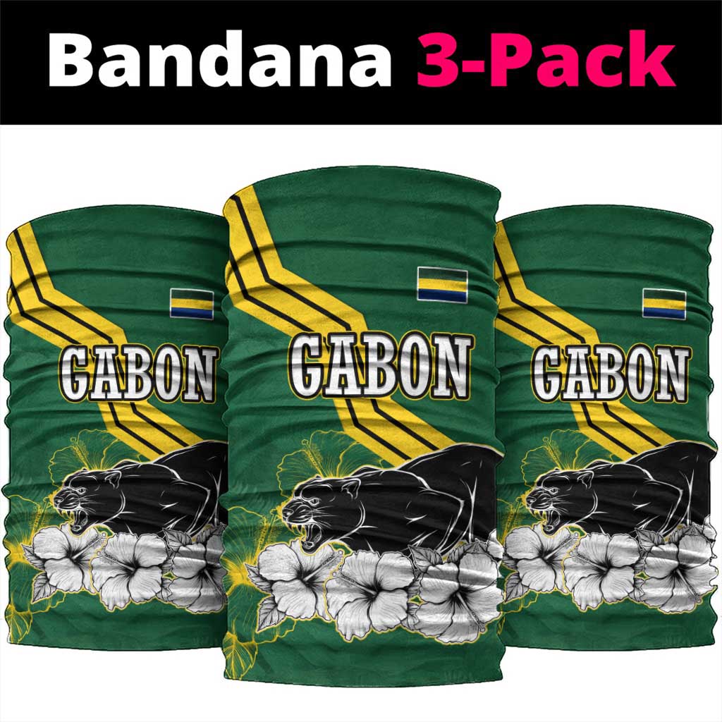 Gabon Neck Gaiter - Black Panther Graphic and Hibiscus Flower Design in National Colors TS04