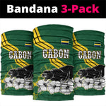 Gabon Neck Gaiter - Black Panther Graphic and Hibiscus Flower Design in National Colors TS04