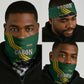 Gabon Neck Gaiter - Black Panther Graphic and Hibiscus Flower Design in National Colors TS04