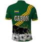 Gabon Polo Shirt - Black Panther Graphic and Hibiscus Flower Design in National Colors