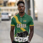 Gabon Polo Shirt - Black Panther Graphic and Hibiscus Flower Design in National Colors
