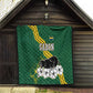 Gabon Quilt - Black Panther Graphic and Hibiscus Flower Design in National Colors