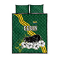 Gabon Quilt Bed Set - Black Panther Graphic and Hibiscus Flower Design in National Colors