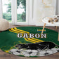 Gabon Round Carpet - Black Panther Graphic and Hibiscus Flower Design in National Colors