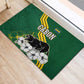 Gabon Rubber Doormat - Black Panther Graphic and Hibiscus Flower Design in National Colors
