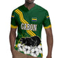 Gabon Rugby Jersey - Black Panther Graphic and Hibiscus Flower Design in National Colors