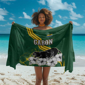 Gabon Sarong - Black Panther Graphic and Hibiscus Flower Design in National Colors