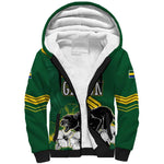 Gabon Sherpa Hoodie - Black Panther Graphic and Hibiscus Flower Design in National Colors