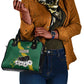Gabon Shoulder Handbag - Black Panther Graphic and Hibiscus Flower Design in National Colors