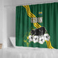 Gabon Shower Curtain - Black Panther Graphic and Hibiscus Flower Design in National Colors
