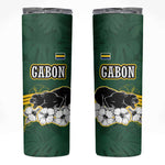 Gabon Skinny Tumbler - Black Panther Graphic and Hibiscus Flower Design in National Colors
