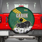 Gabon Spare Tire Cover - Black Panther Graphic and Hibiscus Flower Design in National Colors