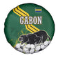 Gabon Spare Tire Cover - Black Panther Graphic and Hibiscus Flower Design in National Colors