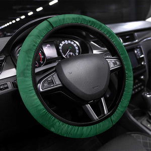 Gabon Steering Wheel Cover - Black Panther Graphic and Hibiscus Flower Design in National Colors