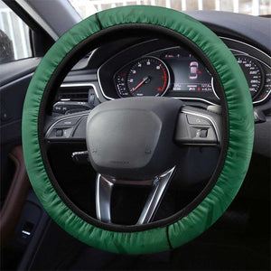 Gabon Steering Wheel Cover - Black Panther Graphic and Hibiscus Flower Design in National Colors