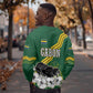 Gabon Sweatshirt - Black Panther Graphic and Hibiscus Flower Design in National Colors