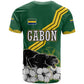 Gabon T shirt - Black Panther Graphic and Hibiscus Flower Design in National Colors
