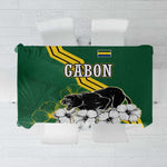 Gabon Tablecloth - Black Panther Graphic and Hibiscus Flower Design in National Colors