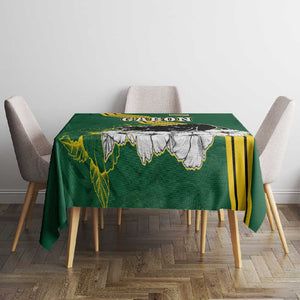 Gabon Tablecloth - Black Panther Graphic and Hibiscus Flower Design in National Colors