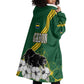 Gabon Wearable Blanket Hoodie - Black Panther Graphic and Hibiscus Flower Design in National Colors