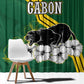 Gabon Window Curtain - Black Panther Graphic and Hibiscus Flower Design in National Colors