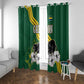 Gabon Window Curtain - Black Panther Graphic and Hibiscus Flower Design in National Colors