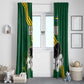 Gabon Window Curtain - Black Panther Graphic and Hibiscus Flower Design in National Colors