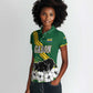 Gabon Women Polo Shirt - Black Panther Graphic and Hibiscus Flower Design in National Colors