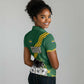 Gabon Women Polo Shirt - Black Panther Graphic and Hibiscus Flower Design in National Colors