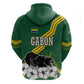 Gabon Zip Hoodie - Black Panther Graphic and Hibiscus Flower Design in National Colors