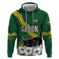 Gabon Zip Hoodie - Black Panther Graphic and Hibiscus Flower Design in National Colors
