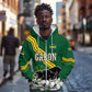 Gabon Zip Hoodie - Black Panther Graphic and Hibiscus Flower Design in National Colors