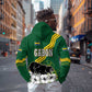 Gabon Zip Hoodie - Black Panther Graphic and Hibiscus Flower Design in National Colors
