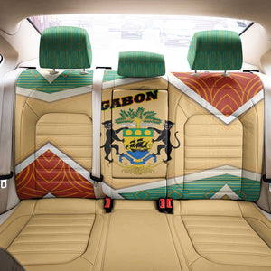 Gabon Back Car Seat Cover - National Coat of Arms and Tribal Pattern Map Design in Bold Colors