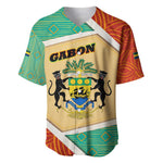 Gabon Baseball Jersey - National Coat of Arms and Tribal Pattern Map Design in Bold Colors