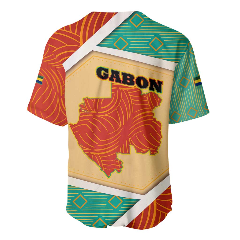 Gabon Baseball Jersey - National Coat of Arms and Tribal Pattern Map Design in Bold Colors