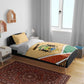 Gabon Bedding Set - National Coat of Arms and Tribal Pattern Map Design in Bold Colors