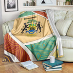 Gabon Blanket - National Coat of Arms and Tribal Pattern Map Design in Bold Colors