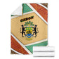 Gabon Blanket - National Coat of Arms and Tribal Pattern Map Design in Bold Colors