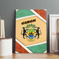 Gabon Canvas Wall Art - National Coat of Arms and Tribal Pattern Map Design in Bold Colors