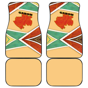 Gabon Car Mats - National Coat of Arms and Tribal Pattern Map Design in Bold Colors