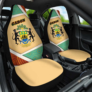 Gabon Car Seat Cover - National Coat of Arms and Tribal Pattern Map Design in Bold Colors