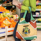 Gabon Grocery Bag - National Coat of Arms and Tribal Pattern Map Design in Bold Colors