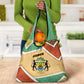 Gabon Grocery Bag - National Coat of Arms and Tribal Pattern Map Design in Bold Colors